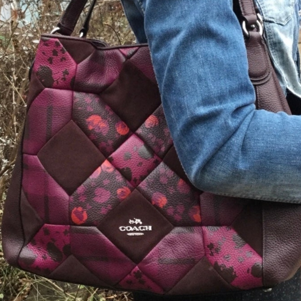 Coach Edie 31 Canyon Quilt Patchwork Cyclamen ~OXBLOOD CALICO PRAIRIE~ RARE